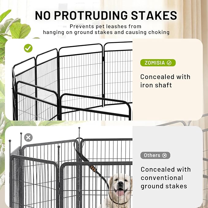 Dog Fence Outdoor for Yard - 16 Panels 24" Dog Pen Portable Ground Anchors for Outdoor RV Camping, Playpens Safety Design Without Stakes for Indoor Use, Threshold Free Door Ease to Access