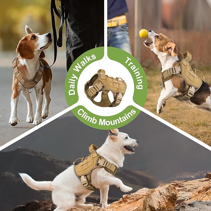 WINGOIN Tactical Dog Harness for Small Dogs No Pull Adjustable Pet Harness with Handle Reflective K9 Military Service Dog Vest for Walking Hiking Training (S)