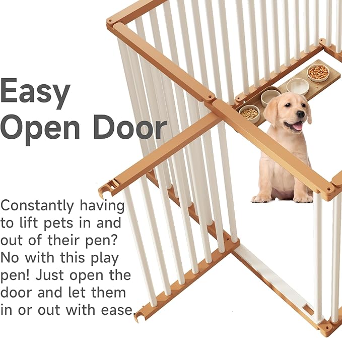 Dog Playpen Foldable Metal Pet Pen Fence Pet Door 10 Panels for Medium/Small Dogs, Indoor & Outdoor,Portable Pet Playpen for Camping, Yard and RV