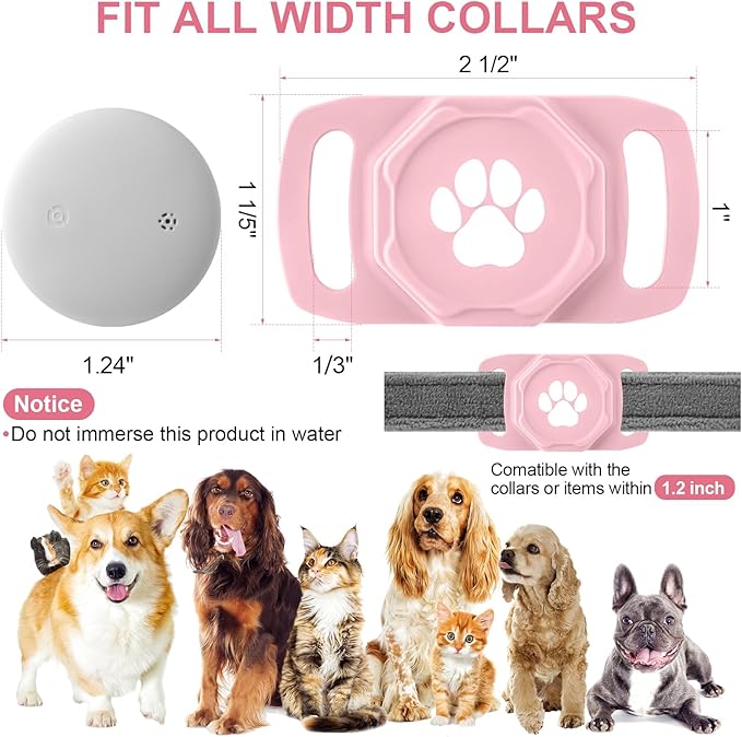 Smart Pet Tracker for Collar - Dog Tracker Pet Location Tracker with Holder, No Monthly Fee, Compatible with Apple Airtag Find My (iOS Only), Anti-Lost Tracking Device for Pets, Luggage, Bag Straps