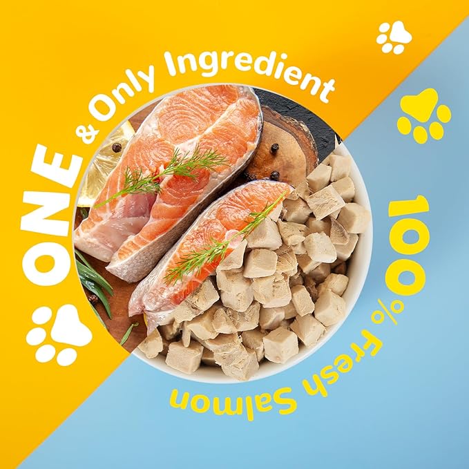 Freeze Dried Salmon Cat Treats, Dog Single Ingredient Raw Food Topper, Healthy Training Treats for Dogs, Cats, 3.8 oz