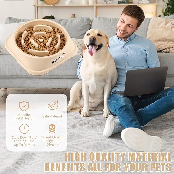 Slow Feeder Dog Bowls for Healthy Eating, Non-Slip and Anti-Choking Design, Reduces Bloating & Overeating for Large Dogs, Easy to Clean