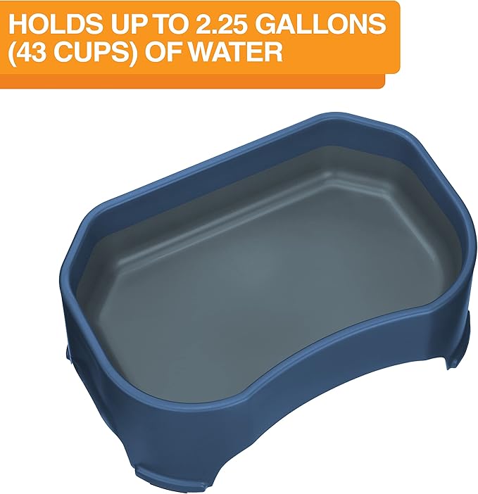 Neater Pet Brands Extra Large Water Bowl for Dogs, Outdoor Dog Water Bowl (2.25 Gallon Extra-Large Capacity), Big Trough Style Food Dish for Indoors or Outside, No Spill Large Dog Bowls, Dark Blue