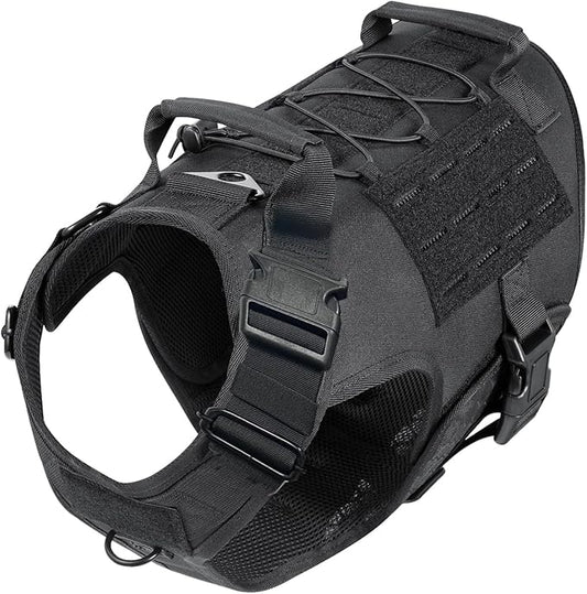 Service Dog Vest,Emotional Support Dog Vest Harness with Sturdy Handle Reflective Dog Harness Soft Padded Breathable Easy Control in Training Dog Vest for Large Dogs (Medium, Black)