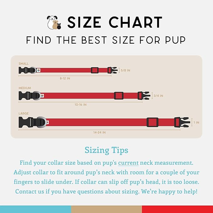 Dog Collar, Lightweight, Heavy Duty Dog Collar with Buckle, Fabric Pet Collar, Breathable & Adjustable Puppy Collar, Dog Collar for Large Dogs (Red, Large - 14-24 Inch) - Wildebeest