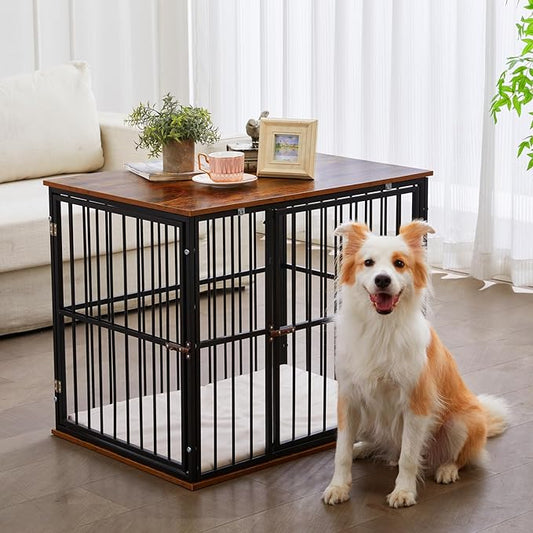 Made4Pets Dog Crate Furniture Dog Kennel Indoor Decorative Wood Dog Cage, 31”L x 21.6”L x 25.3”H, Brown