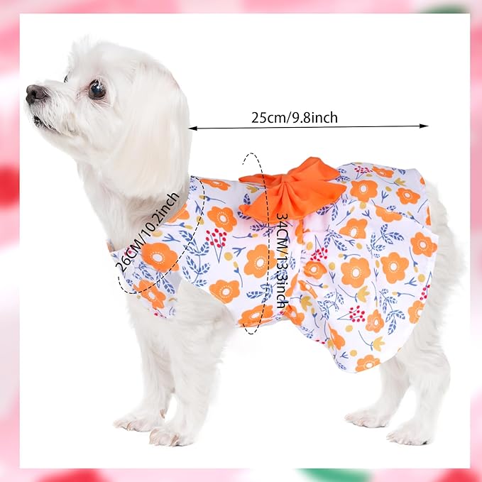choyaxo Floral Dog Dress Cute Dog Skirt Pet Dress Summer Pet Clothes for Puppy Small Cats