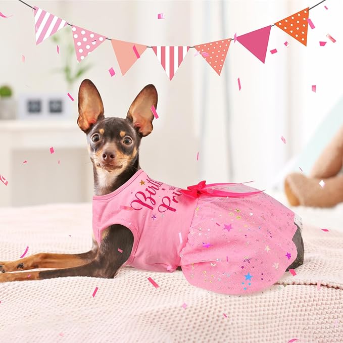 Birthday Dress With Bowknot Tulle Princess Clothes for Small Medium Large Dogs Girls Boys Cats Outfit Apparel