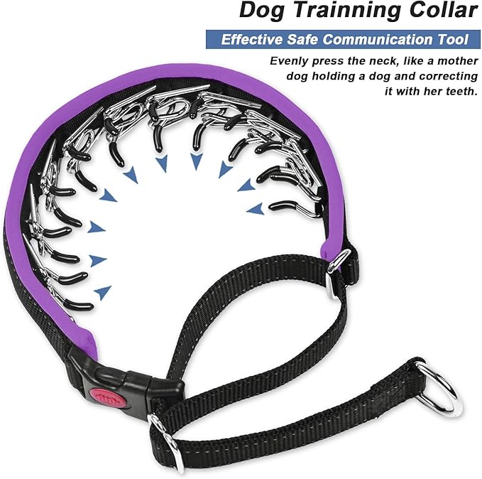 Martingale Collar for Dogs, Heavy Duty Nylon No Pull Dog Collar with Buckle, Adjustable Anti Pull Collar Reflective Slip Collar for Large Medium Small Dog Training Walking S Purple