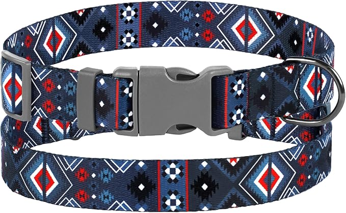 Southwest Dog Collar Tribal Pattern Adjustable Puppy Pet Collars for Small Medium Large Dogs Aztec Print (Aztec, Neck Fit 10"-13")