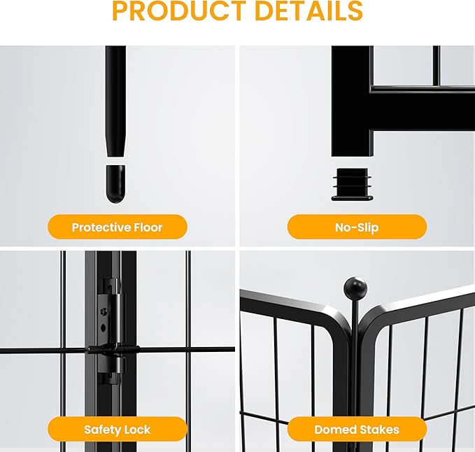 Dog Playpen 40 Inch 8 Panels, Ideal Dog Fence for Small/Medium/Large Dogs Indoor & Outdoor Bliss, Perfect Dog Pen for Camping, Yard, RV, Garden Fence, Black