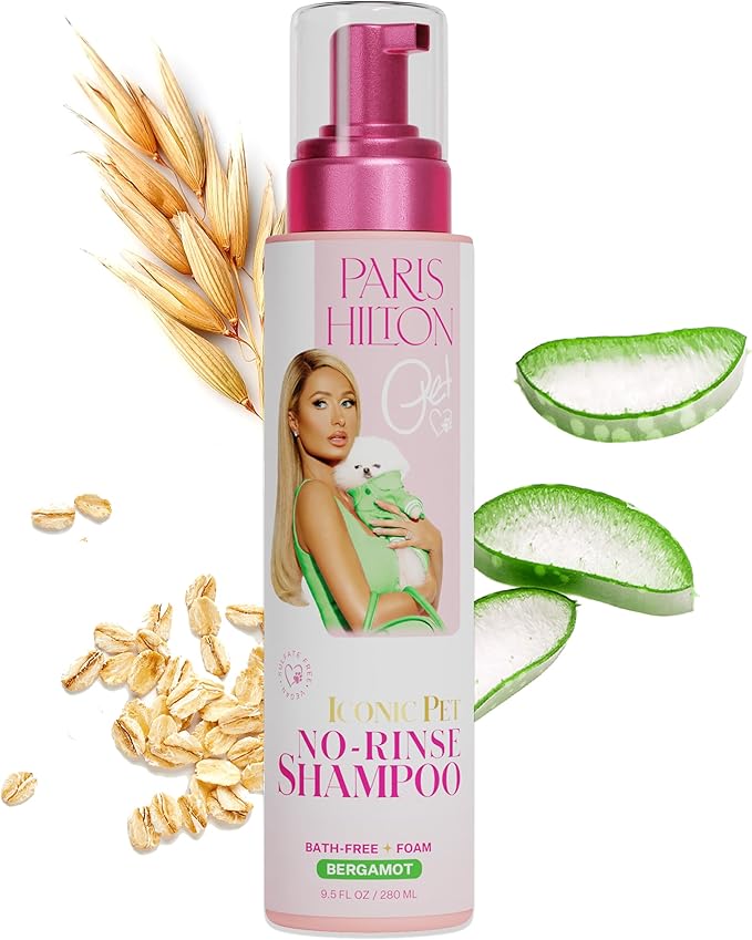 Paris Hilton Pet Iconic Bergamot Scent No-Rinse Dog Shampoo, Waterless Dog Wash, Hypoallergenic, 280ml – Quick Clean for Dogs, Easy Grooming, No Rinse Needed