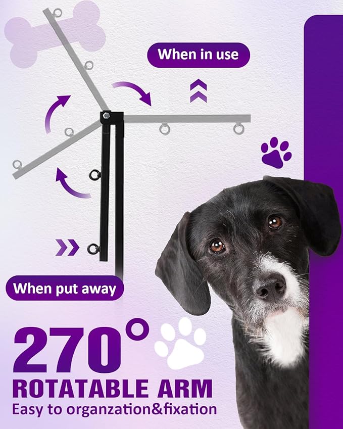 Breeze Touch Dog Grooming Arm - 35" Dog Grooming Table Arm with Clamp and Post, Loop Noose, No Sit Haunch Holder Grooming Restraint for Small & Medium Dogs