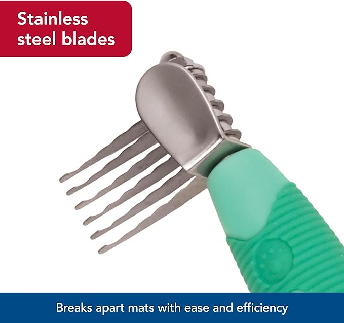 Coastal Pet Li'l Pals Stainless Steel De-Matting Comb - Easy-Grip Handle for Pet Grooming Small Dogs