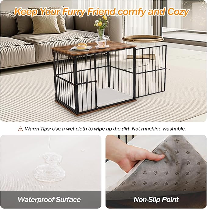 Made4Pets Dog Crate Furniture Dog Kennel Indoor Decorative Wood Dog Cage, 25”L x 18.6”W x 22.9”H, Brown