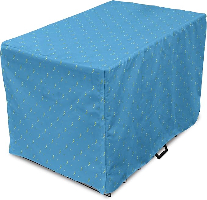 Lunarable Yellow and Blue Dog Crate Cover, Stars in The Sky Themed Vibrant Colored Celestial Pattern, Easy to Use Pet Kennel Cover for Cats & Medium Dogs, 30 Inch, Blue Yellow