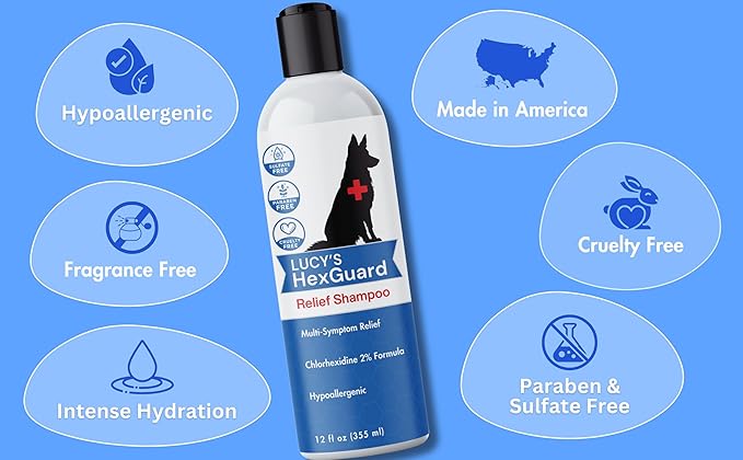 Lucy's Pet Skin Irritation Relief Shampoo - Soothes Rashes, Hot Spots, Skin Allergies, Pyoderma & More I Certified Organic Ingredients I Safe for Dogs & Cats I Unscented I 12oz