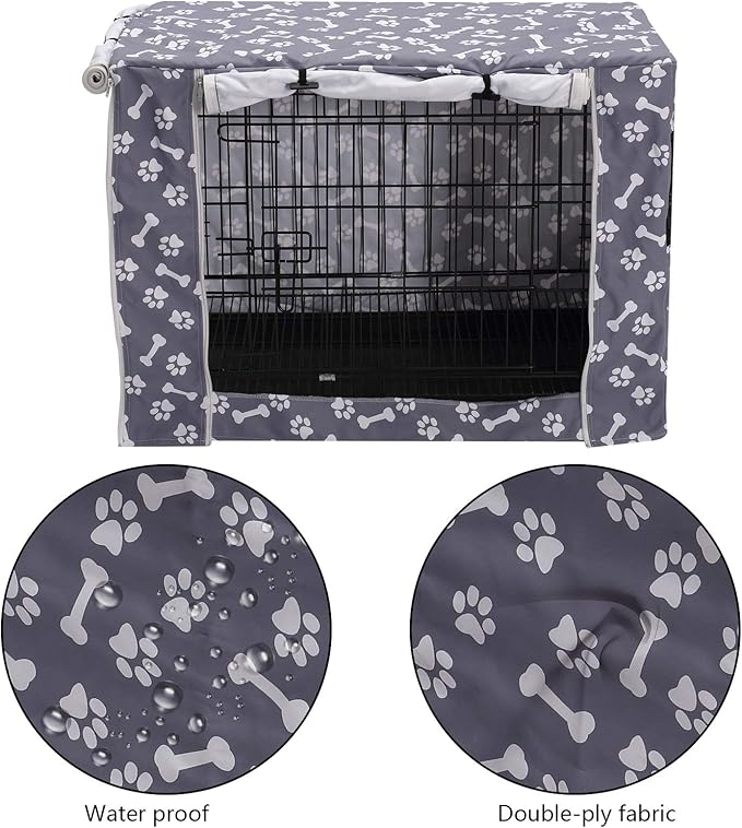 Pethiy Dog Crate Cover Durable Polyester Pet Kennel Cover Universal Fit for Wire Dog Crate - Fits Most 48 inch Dog Crates - Cover only-Sky Gray-48