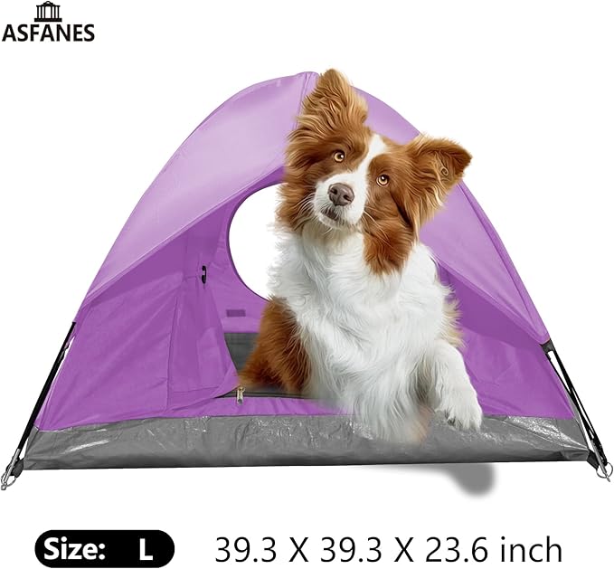 Outdoor Waterproof Pet Camping Tent, Cave Bed for Indoor Cats and Small Dogs, Portable Cat House Dog House, 39.3x39.3x23.6'', Purple, L.