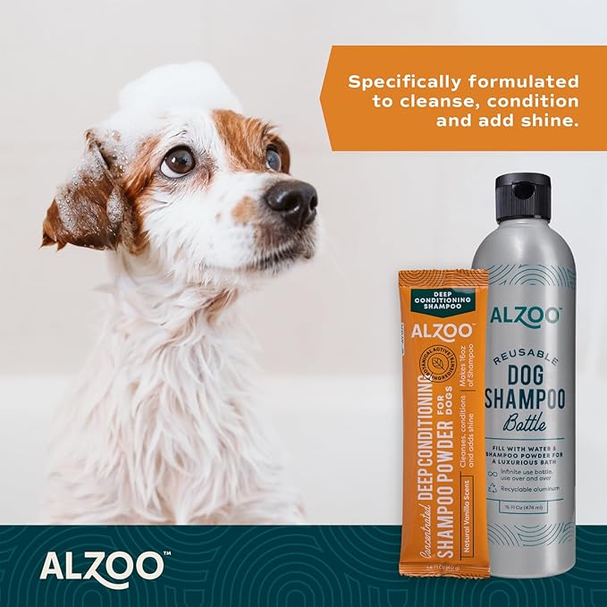 Concentrated Deep Conditioning Shampoo Powder for Dogs, Cleans, Conditions & Adds Shine, 100% Plant-Based Active Ingredients, Natural Vanilla Scent, Pack of 2