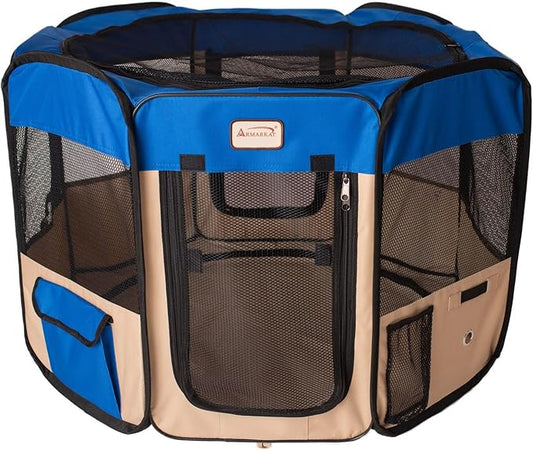 Armarkat PP001B Blue and Beige Portable Playpen