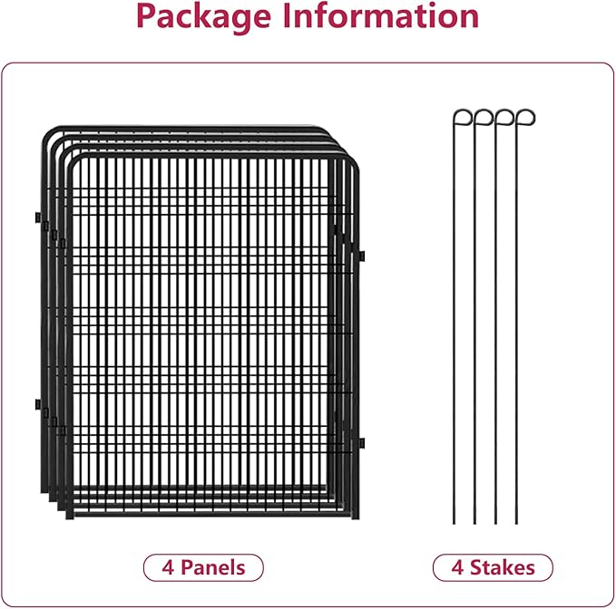 Dog Playpen, 40 inch Height 4 Panels Heavy Duty Dog Fence Pet Playpen with Door, Anti-Rust Dog Exercise Pen with Lock, Portable Pet Fence Outdoor for Yard RV Camping