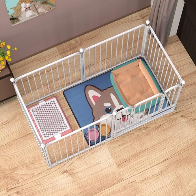 Dog Pen Pet Playpen Panel Pen Bunny Fence Indoor Outdoor Fence Playpen Heavy Duty Exercise Pen Dog Crate Cage Kennel(White)