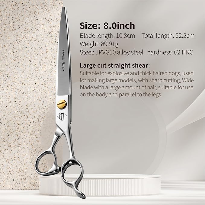 Dog Grooming Scissors: 8.0" Pet Shears Made Of Japanese VG10 Advanced Stainless Steel Professional Grooming Scissors for Dogs Cats and Other Pets