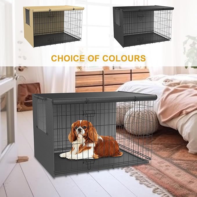 Dog Crate Cover-Double Door,Dog Kennel Cover,Crate Covers for Dog Cages-24 30 36 42 48 inches- Heavy Duty Polyester Pet Kennel Cover Universal Fit for Wire Dog Crate (24.0" L x 19.0" W x 20.0" H)