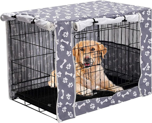 Pethiy Dog Crate Cover Durable Polyester Pet Kennel Cover Universal Fit for Wire Dog Crate - Fits Most 30 inch Dog Crates - Cover only-Sky Gray-30