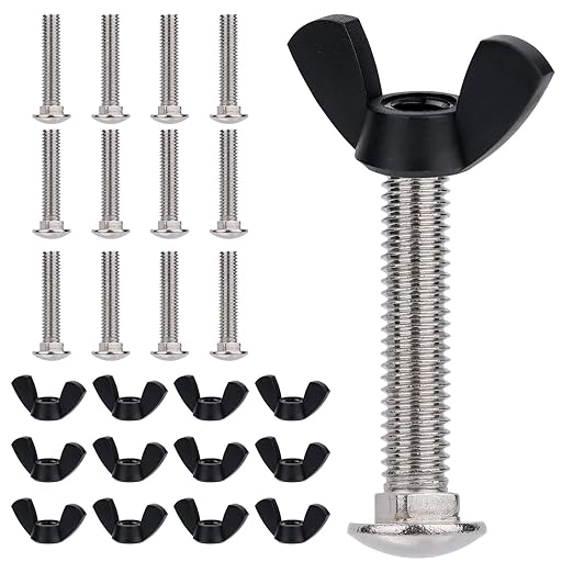 Pet Carrier Fasteners, 12pcs M6 Stainless Steel Replacement Bolts and 12pcs Plastic Butterfly Nuts for Repairing Pet Boxes Pet Carrier Replacement Parts Dog Kennel Hardware
