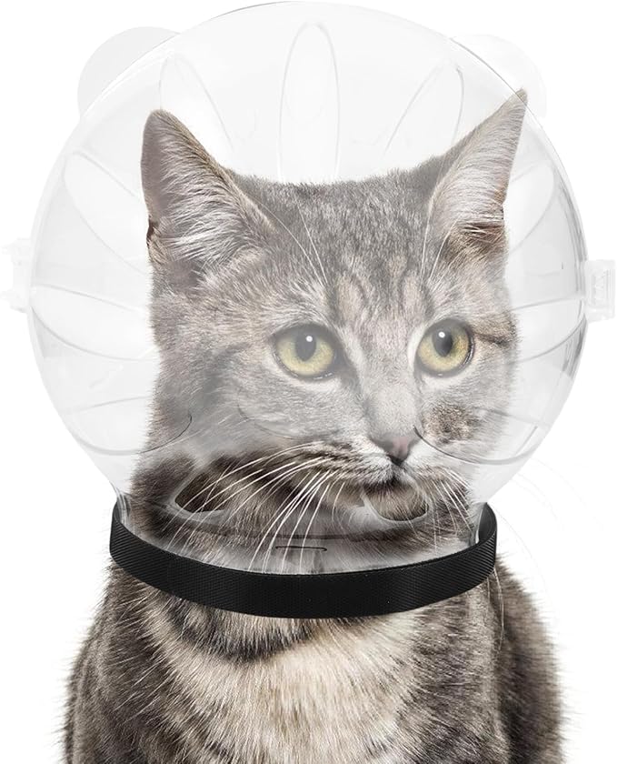 Breathable Cat Helmet - Transparent Protective Muzzle for Grooming, Nail Clipping & Preventing Biting, Adjustable Size for Kittens & Cats