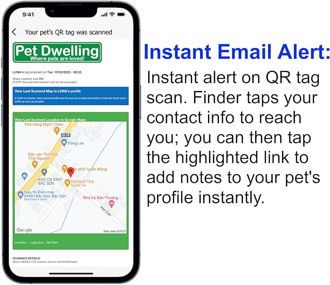 Premium NFC & QR Code Smart Dog ID Tag - Easy Scanning, Instant Profile Access, Real-Time Location Alerts(Red Paw)