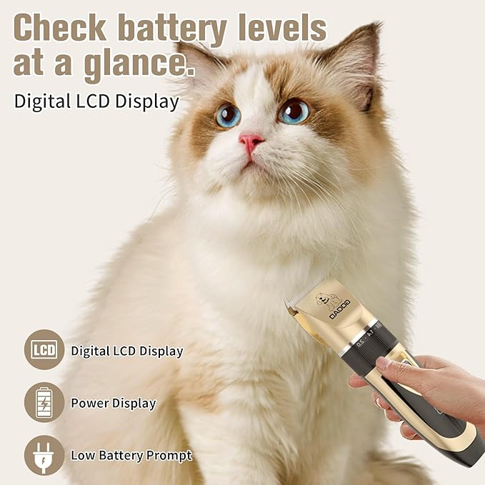Goood Cat Clippers for Matted and Long Hair - Quiet Cordless Grooming Kit with Paw Trimmer and Nail Grinder for Cats, Small Dogs & Animals
