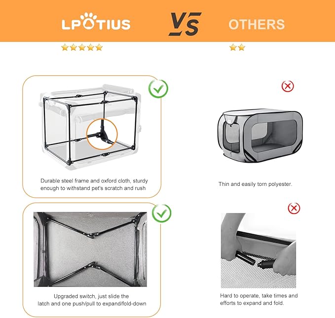 Collapsible Dog Crate for Medium Large Dogs, Portable Travel Dog Crate Soft Pet Kennel with 4-Door Chew Proof Mesh Windows for Indoor & Outdoor