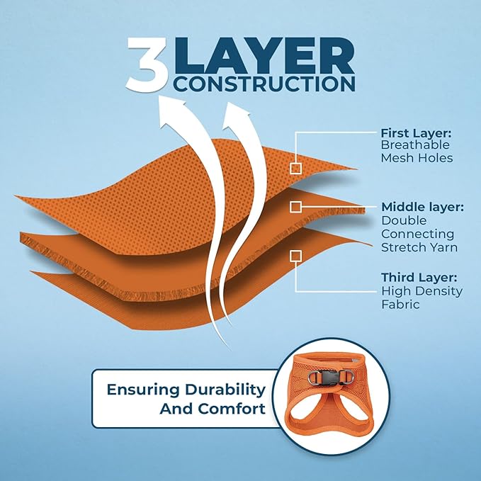 Voyager Step-In Air Dog Harness - All Weather Mesh, Reflective, No Pull Harness for Small, Medium Dogs, Cats - Secure with Hook & Loop Fastener, Buckle, Double D-Rings - Orange, XXXS