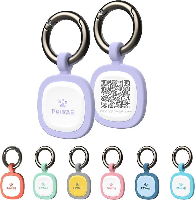 Pawaii QR Code Pet ID Tag, Silent Silicone Dog ID Tag, Modifiable Pet Online Profile, Free Online Pet Page Emergency Contact, Scan QR Receive Instant Pet Location Alert Email, 1Pack (Purple)