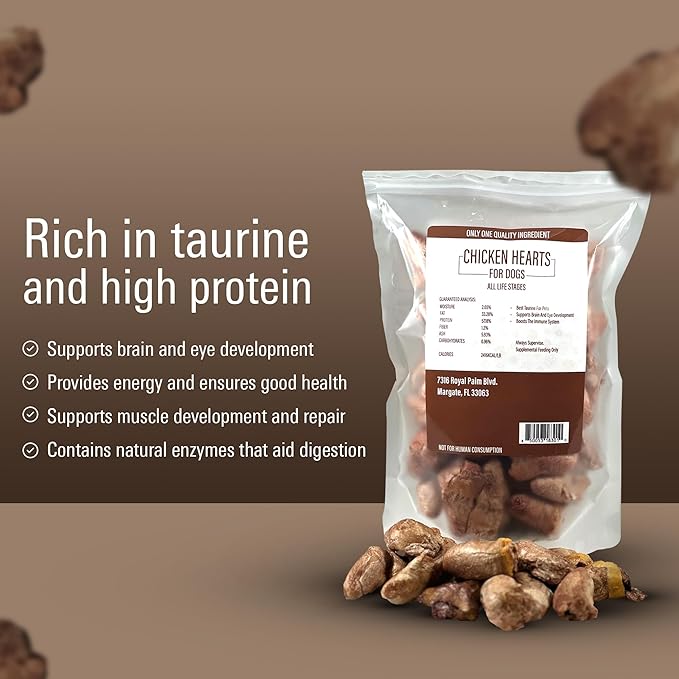 Freeze Dried Dog Treats – Single Ingredient Chicken Heart Dog Treat for Dogs & Cats