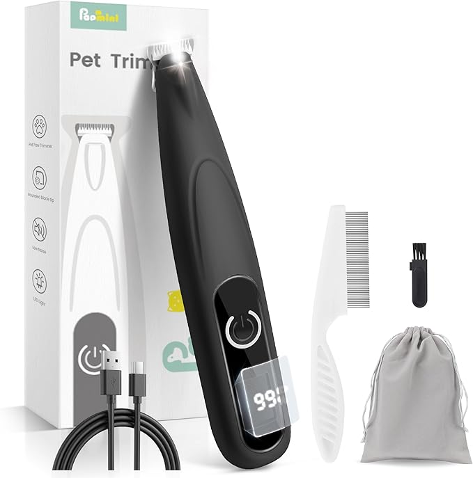 Cat Clippers with LED Display,35dB Ultra-Low Noise Cat Hair Trimmer Shaver, Cordless Dog Paw Trimmer with LED Light,Type-C Rechargeable Cat Dog Clippers for Grooming Paws, Ears, Face, Rump