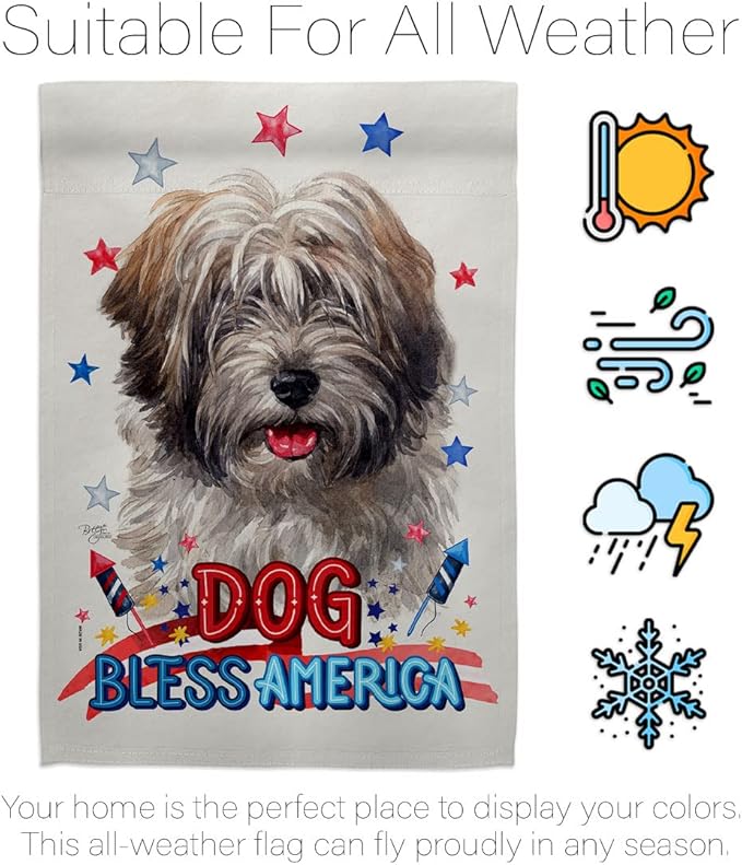 Breeze Decor Patriotic Tibetan Terrier Garden House Flag-Kit Dog Puppy Spoiled Paw Canine Fur Pet Nature Farm Animal Creature Decoration Banner Small Yard Gift Double-Sided, Made in USA