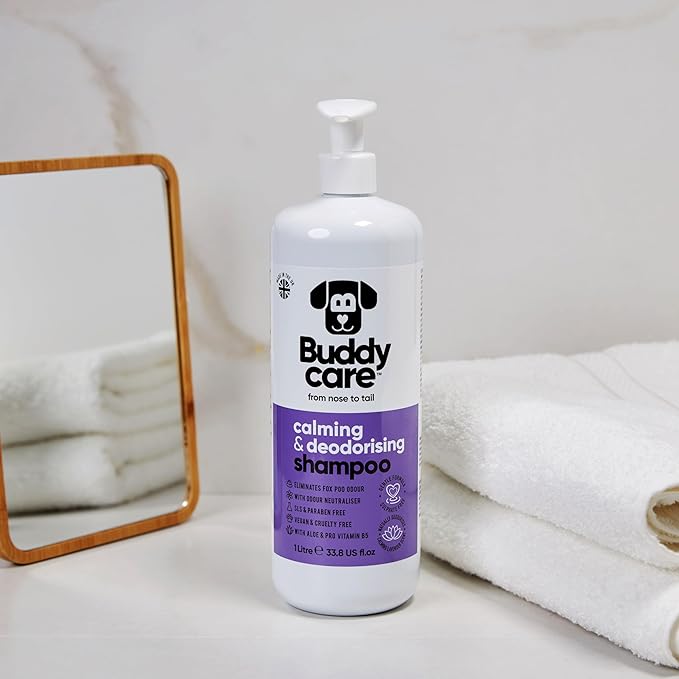 Calming & Deodorising Dog Shampoo by Buddycare | Lavender Scented | with Aloe Vera and Pro Vitamin B5 (33.8oz)