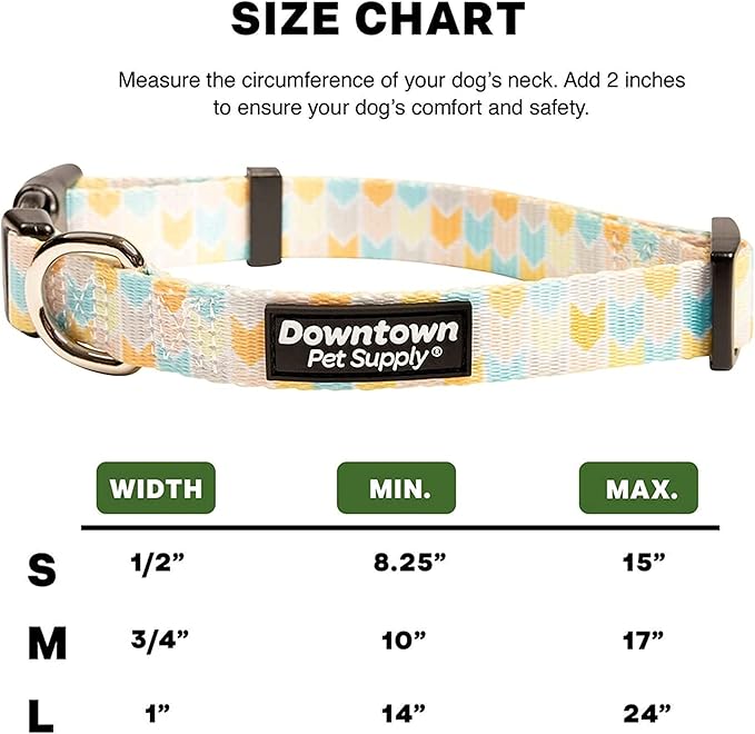 Downtown Pet Supply - Best, Cute & Fancy Dog Collar - Lightweight Adjustable Dog Collar with Quick Buckle & D-Ring - Hand Wash Safe - Chevron - M - Medium Dog Collar