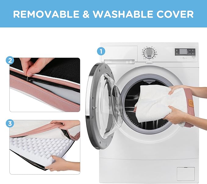 Orthopedic Dog Bed for Extra Large Dogs, Waterproof Deluxe Plush Dog Crate Bed with Removable Washable Cover & Anti-Slip Bottom, Egg Crate Foam Pet Bed Mat, 41 x 27 Inches, Pink