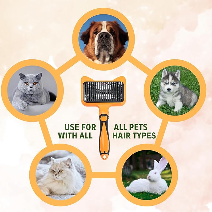 Cat Brush with One-Click Release – This versatile dog brush for shedding and massaging is the perfect pet grooming tool for indoor cats and dogs, suitable for pets of all hair types.