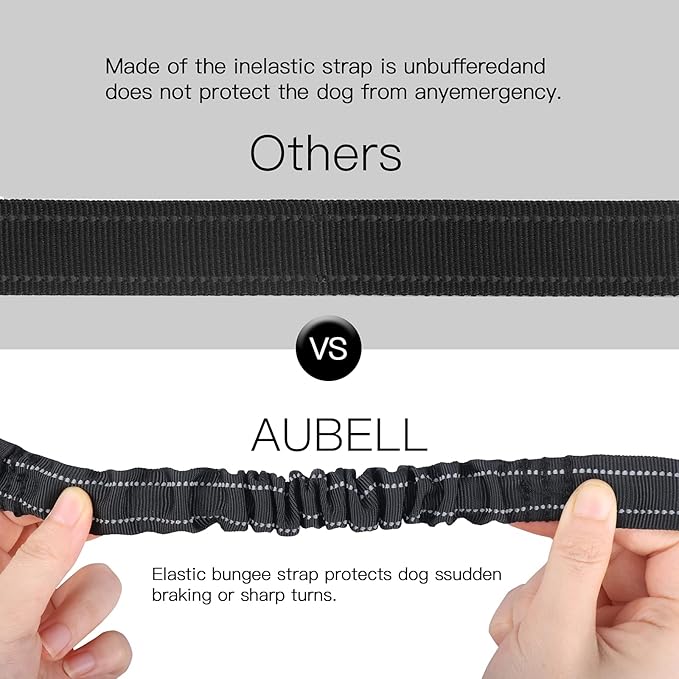 AUBELL Dog Seatbelt, Updated 3-in-1 Pet Car Seat Belt for Dogs, Bungee Dog Car Tether with Clip Hook Latch & Buckle, Heavy Duty Dog Car Harness with Swivel Aluminum Carabiner,Black+Black