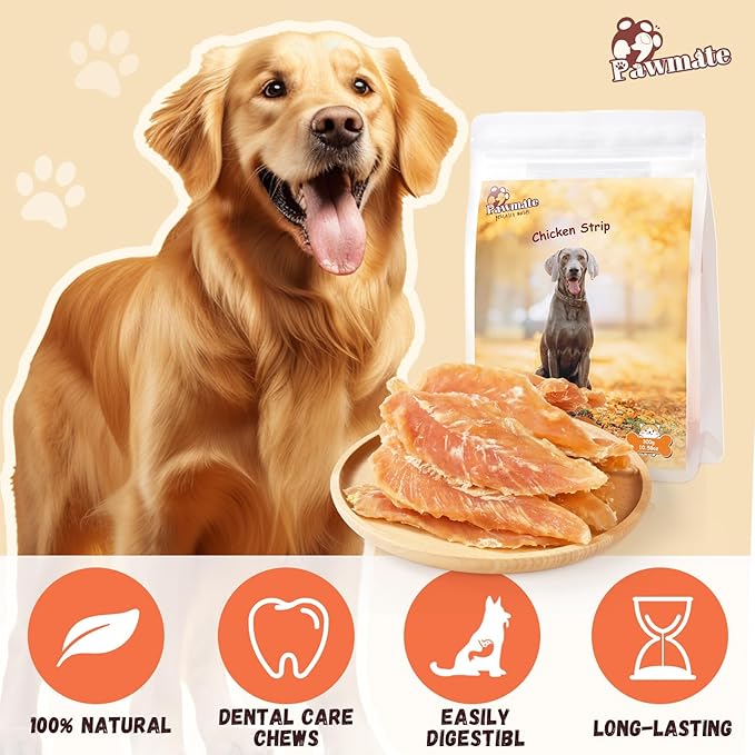 Chicken Jerky Tenders, Healthy Natural Dog Treats Rawhide-Free Grain-Free Chicken Jerky for Dogs High Protein Training Treats Snacks for Small Medium Large Dogs 12 Counts