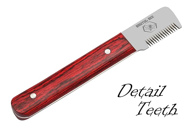 Brutul Bee Dog Grooming Coat Stripping Knife Stripper Trimmer Tool Wooded Handle Stripping Knives Set of 6 in Stainless Steel Non-Slip Tools for Grooming Dogs (Red)