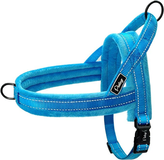 Didog Soft Flannel Padded Dog Vests Harness,Escape Proof/Quick Fit Reflective Dog Strap Harness,Easy for Training Walking,Blue XXS