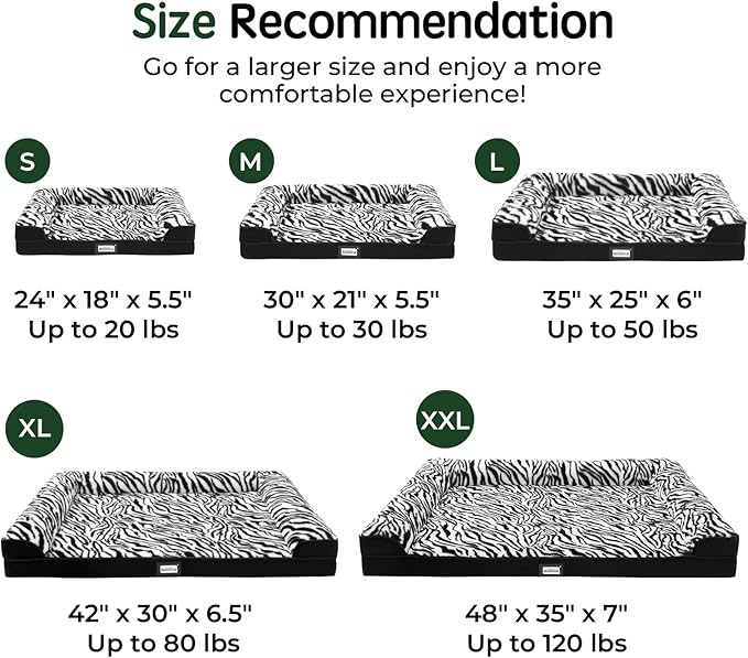 BALANCE Orthopedic Dog Bed, Egg Crate Foam Dog Couch for Pet Sleeping, Pet Sofa with Removable Washable Cover & Nonskid Bottom, Comfy Dog Bed for Extra Large Dog, Black