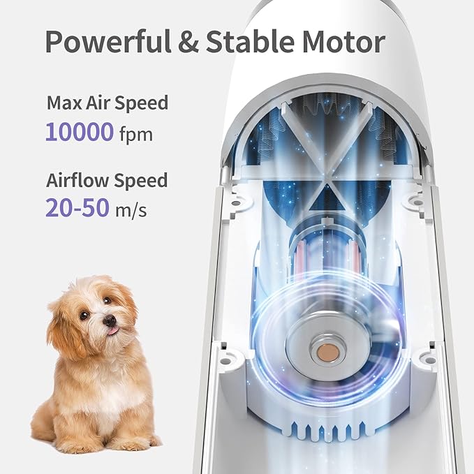 Dog Dryer, Portable Professional Pet Dog Blow Dryer, High Velocity Pet Dog Dryer for Household Travel Camping, Less Noise Pet Hair Grooming Hair Dryer, NTC Smart Temperature Adjustment